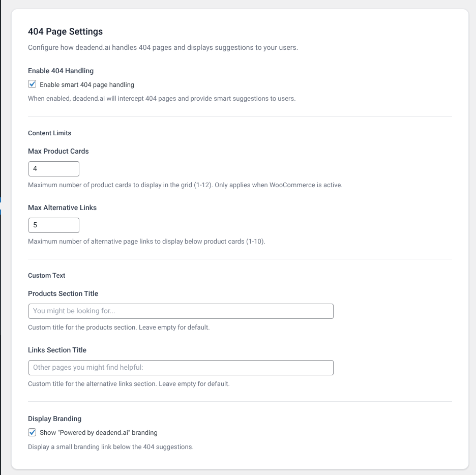 WordPress 404 Page Settings